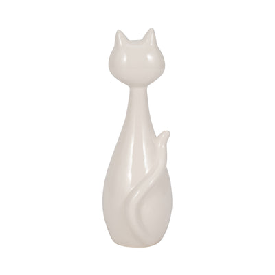 9 Sitting Kitty, White/gold