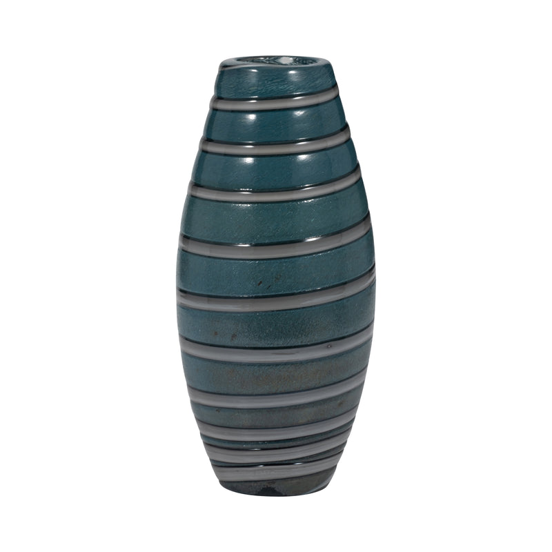 12 Santiago Striped Blue Glass Vase