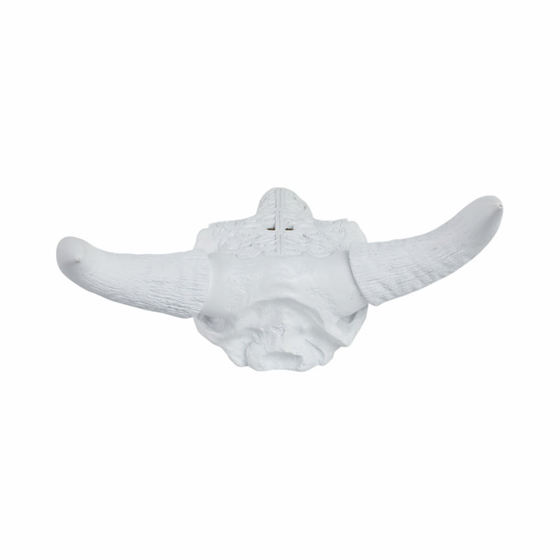 Carved White Bull Skull 17.75 Kd