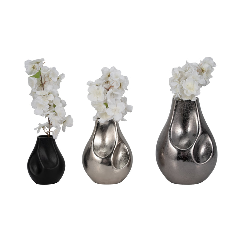 S/3 5/8/10 Jemmi Metal Cast Vases, Multi