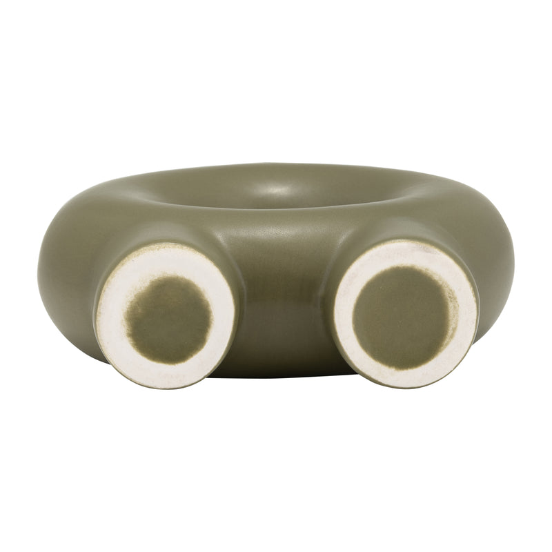 CER,7,DONUT FOOTED VASE,OLIVE