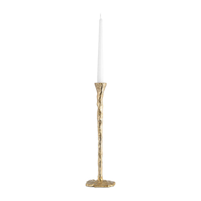 METAL, 11 FORGED TAPER CANDLEHOLDER, GOLD