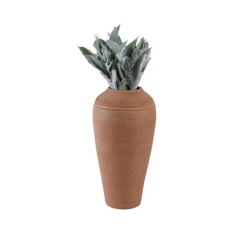 16x9 Terracotta Ribbed Floor Vase, Natural