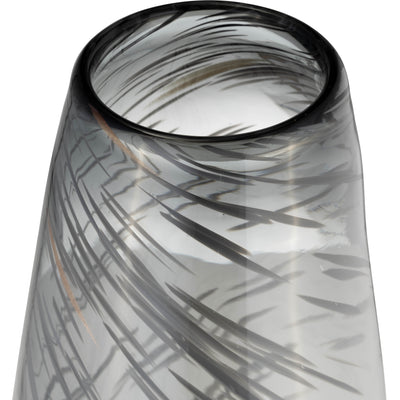 GLASS, 20H SWIRL VASE, BLACK