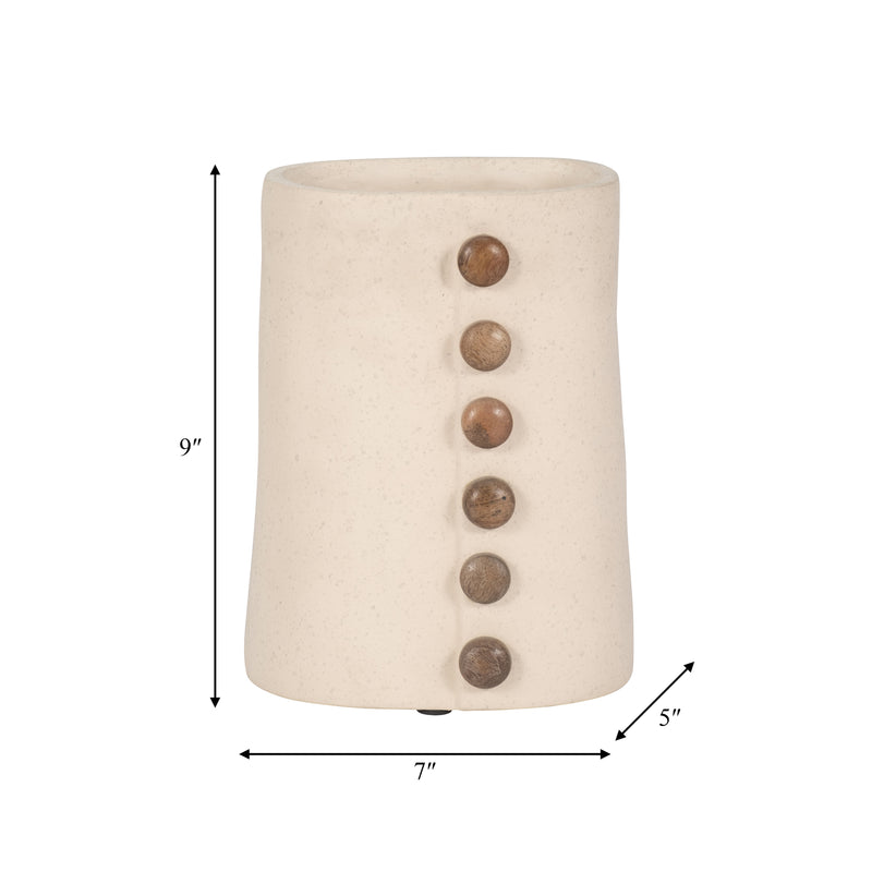 ECOMIX, 9 BUTTON VASE, IVORY