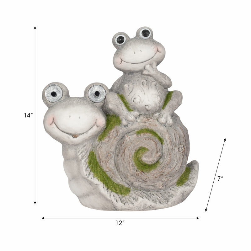 14 Frog Sitting On Snail With Solar Eyes, Grey