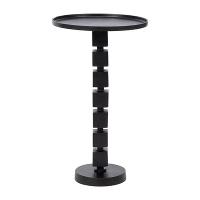 26 ALUMINUM STACKED CUBE ACCENT TABLE, BLACK