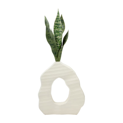 12 Ribbed Open-cut Out Vase, Ivory