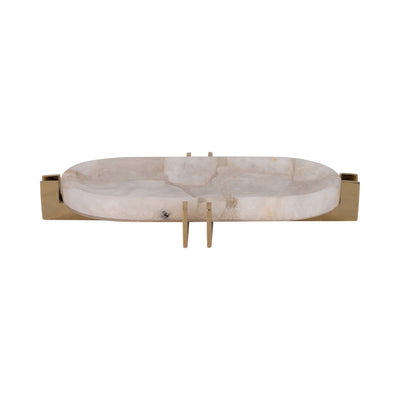 Quartz, 14 White Tray With Gold Details, White/go