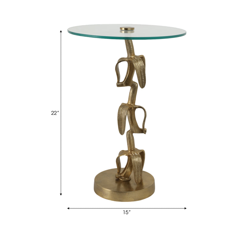 22x15 Bananas Accent Table, Gold Kd