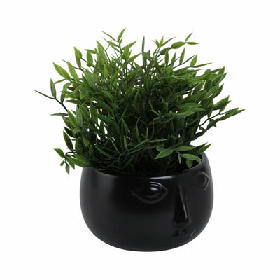 Ceramic 7 Face Planter, Matte Black