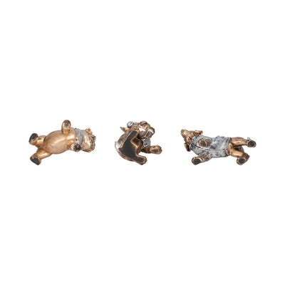 S/3 10 Cool Dogs Decor, Gold