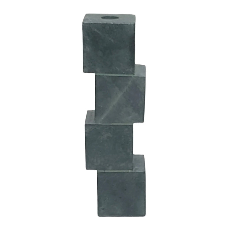 10x3 Stacked Cube Marble Taper Holder, Green