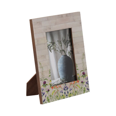 Resin, 4x6 Purple Flower Field Photo Frame, Multi