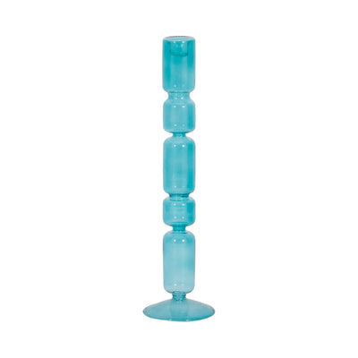 14 Mixed Bubble Taper Candleholder, Blue