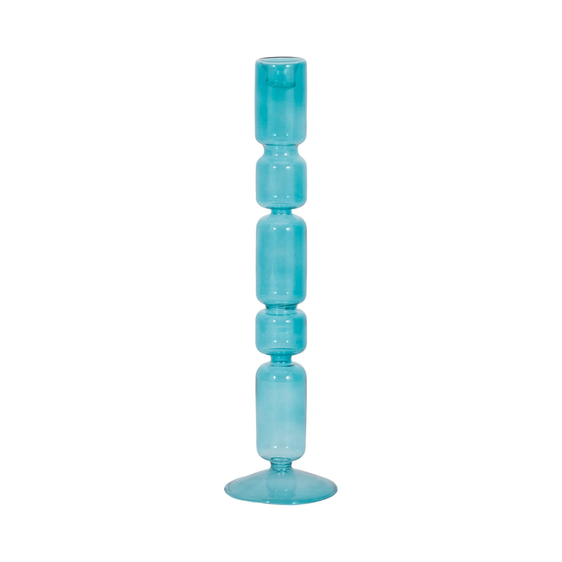 14 Mixed Bubble Taper Candleholder, Blue