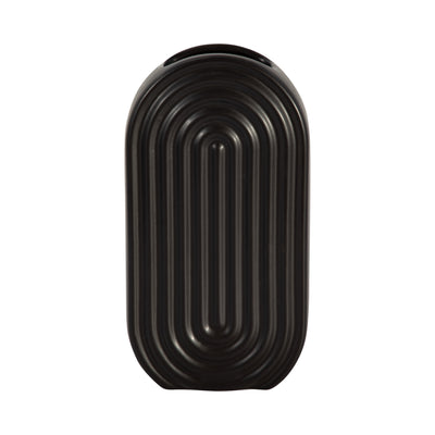 CER, 11 OVAL RIDGED VASE, BLACK