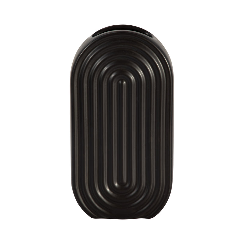 CER, 11 OVAL RIDGED VASE, BLACK