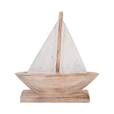 Wood, 14 Sailboat, Natural/white