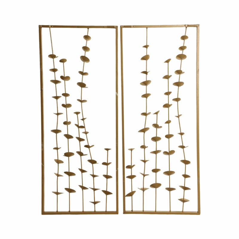 S/2 32 Small Blooms Metal Wall Panels, Gold