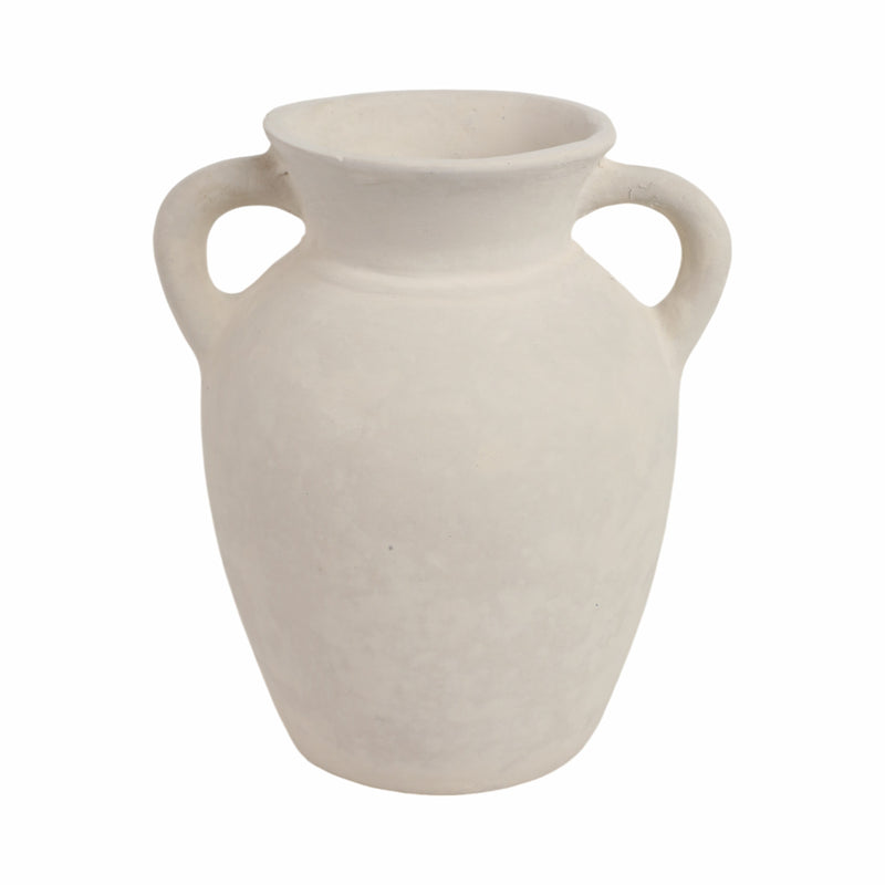 9 Vase With Handles, Paper Mache, White