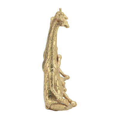 POLYRESIN,S/3,12H, YOGA GIRAFFE, GOLD