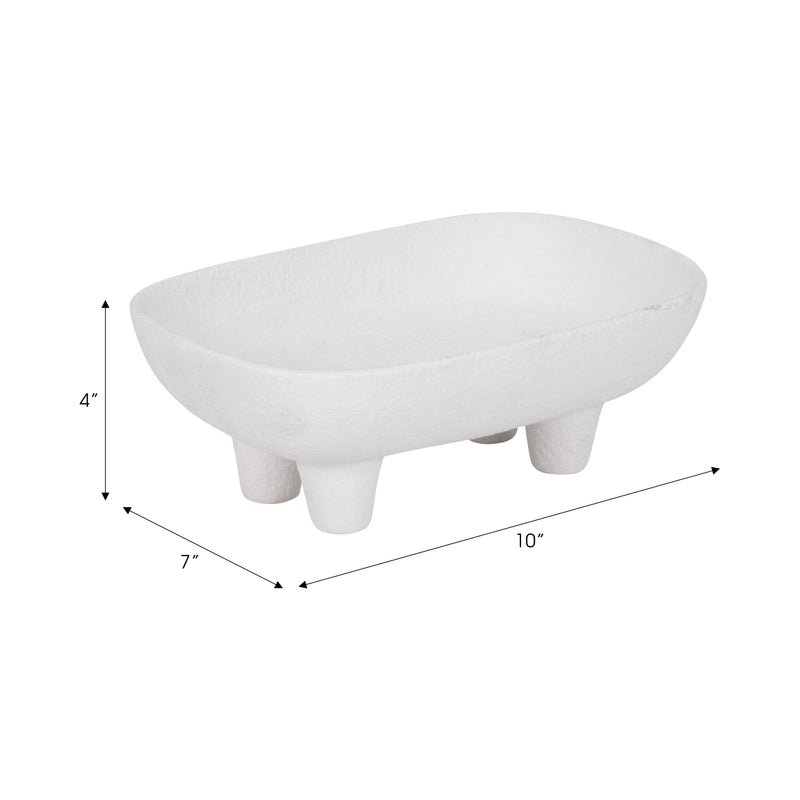 10 Footed Rounded Rectangle Bowl, White