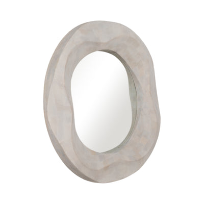 36X36 CAILEN TXTURED ROUND WOODEN MIRROR,WHITEWASH