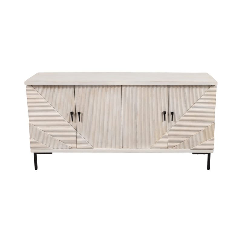 60 Harlow Carved Wood Sideboard, White Washed