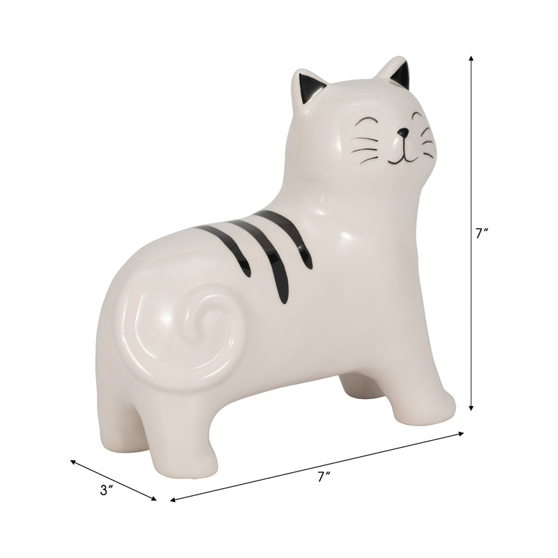 7 Standing Kitty, White/black