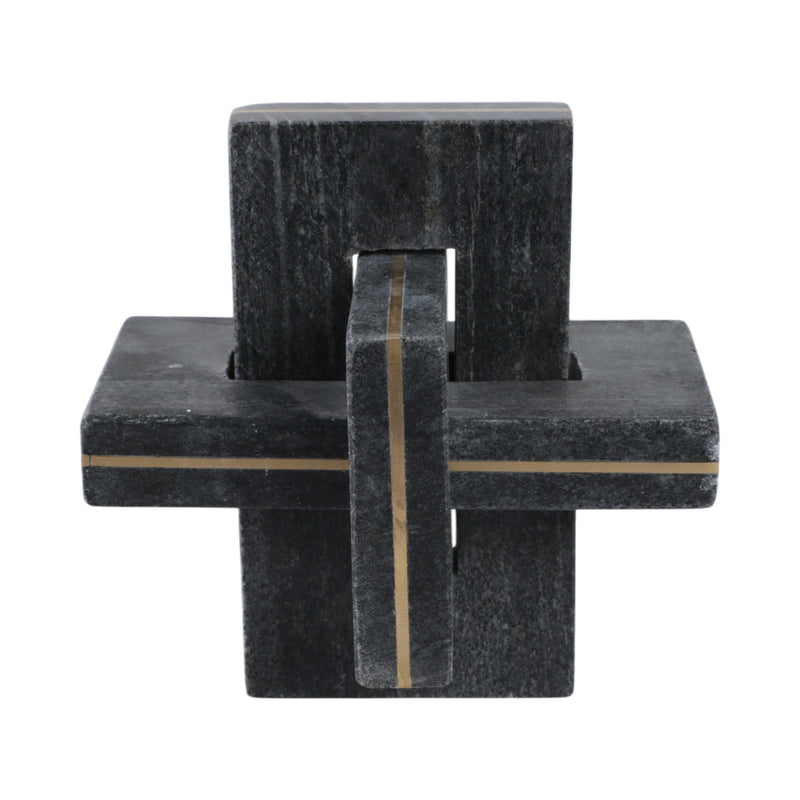 7 Walton Medium Black Marble And Brass Knot