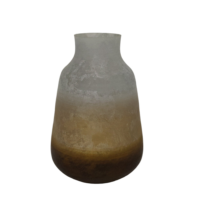 12 Gold Ombre Glass Vase, White/gold