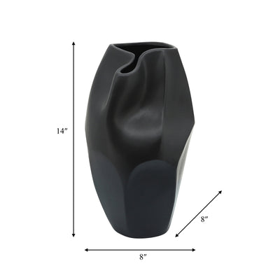 CER, 14H ABSTRACT VASE, BLACK