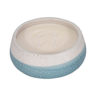 10 35 Oz Moco Bamboo Bowl Candle, Light Blue