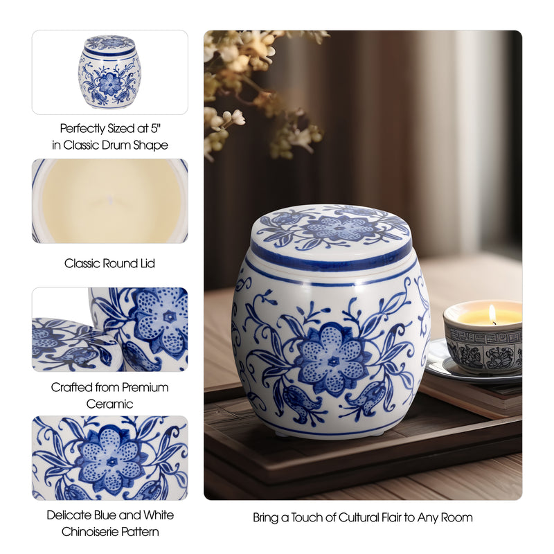 58.5oz Lavender Verbena Chinoiserie Cndle,blu/wht