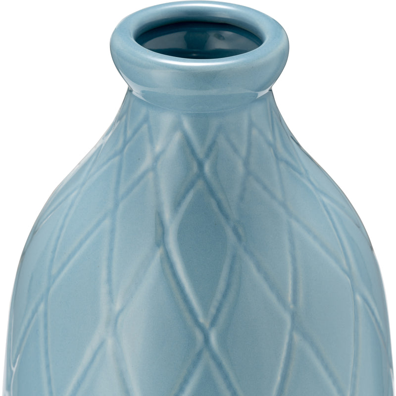 CER, 16 PLAID TEXTURED VASE, CAMEO BLUE