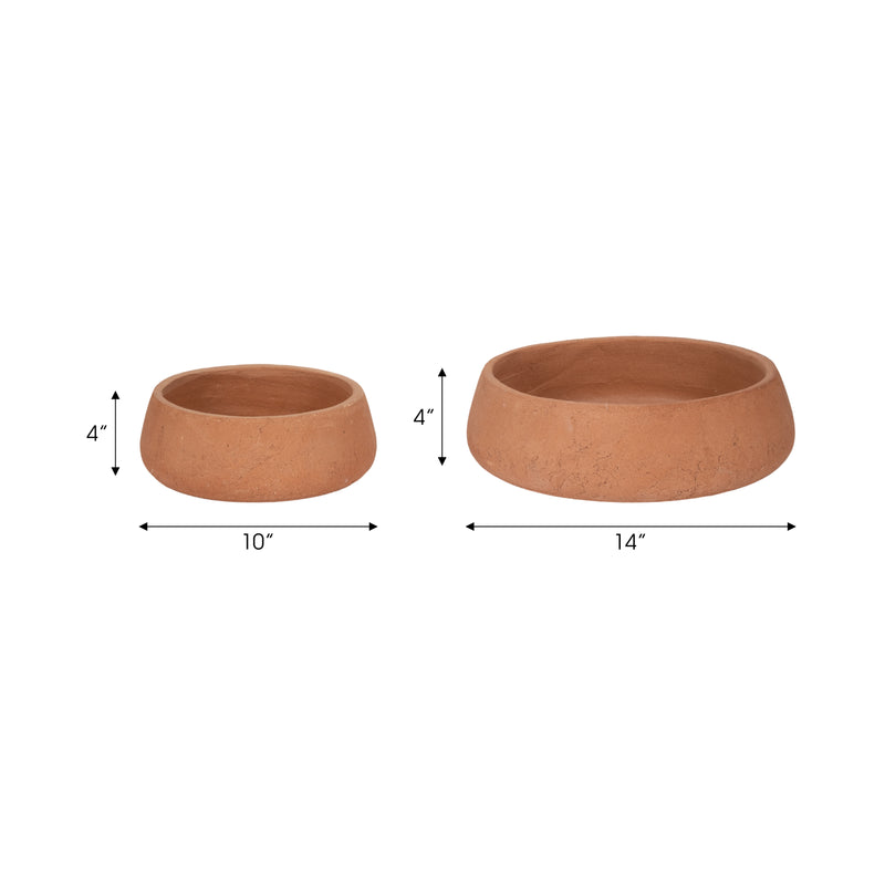 S/2 10/14 Terracotta Bowls, Natural