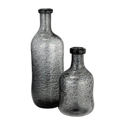 GLASS, 11H IRREGULAR SHAPE VASE, SMOKE