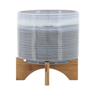 CERAMIC 8 PLANTER ON STAND, BLUE FADE