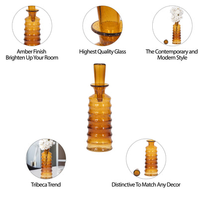 14 Clarimond Ridged Amber Glass Bottle