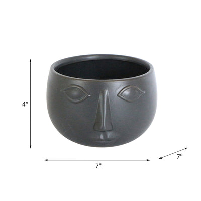 Ceramic 7 Face Planter, Matte Black