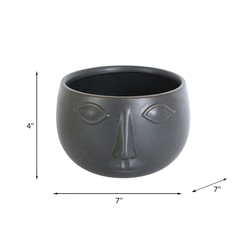 Ceramic 7 Face Planter, Matte Black