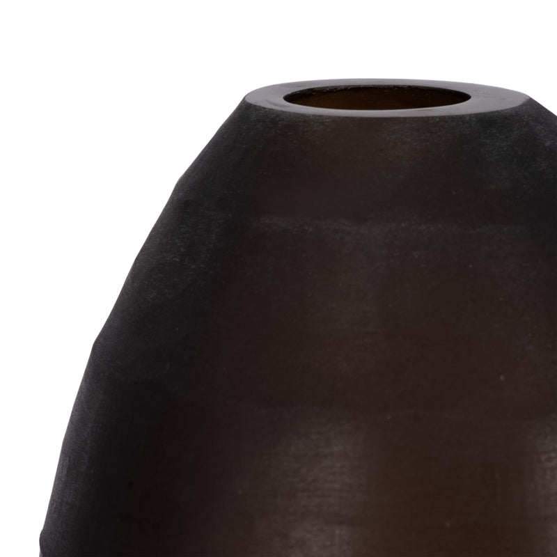 Glass, 17 Ridged Vase, Smokey Brown