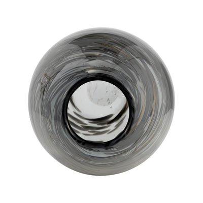 GLASS, 13H SWIRL VASE, BLACK