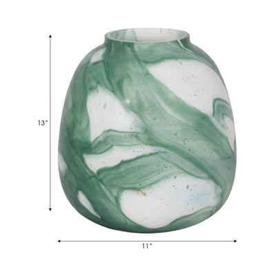 13 Ebb & Flow Vase, Green/clear