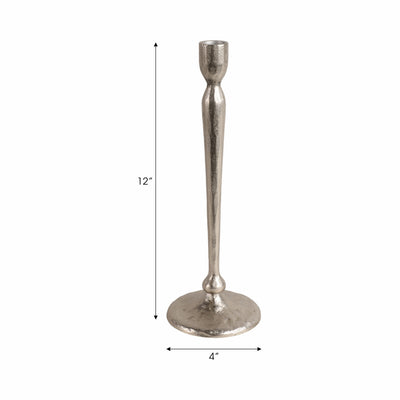 12x4 Traditional Cast Iron Taper Holder, Silver