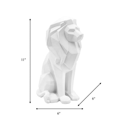 RESIN 11H SITTING LION, WHITE