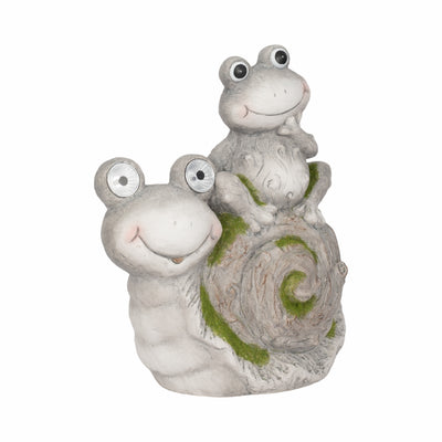 14 Frog Sitting On Snail With Solar Eyes, Grey