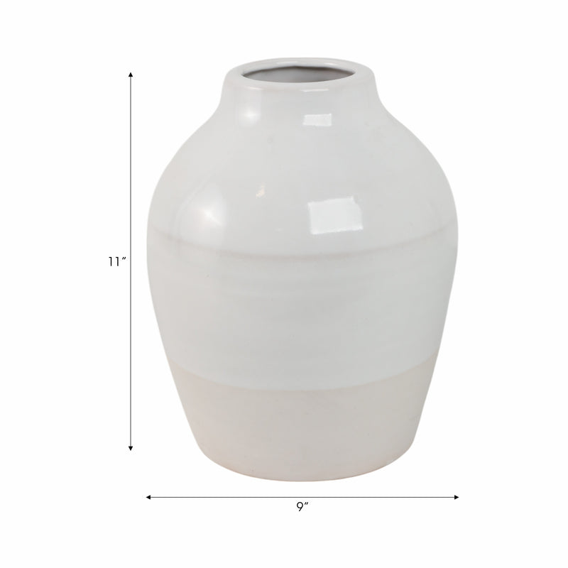 CLAY, 11 2-TONE REACTIVE VASE, IVORY