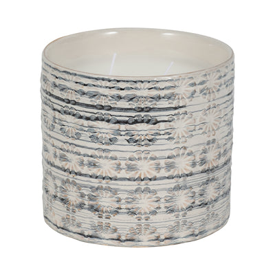 7 25oz Flower Citro Candle, White/grey